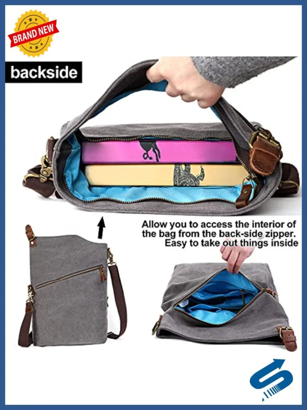 Genuine Leather Canvas Crossbody Bag for Women Shoulder Bag Hobo Totes